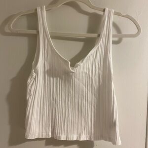 Aerie White Ribbed Tank Top Size Medium